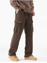 Corduroy Plush Loose Wide-leg Straight Cargo Trousers