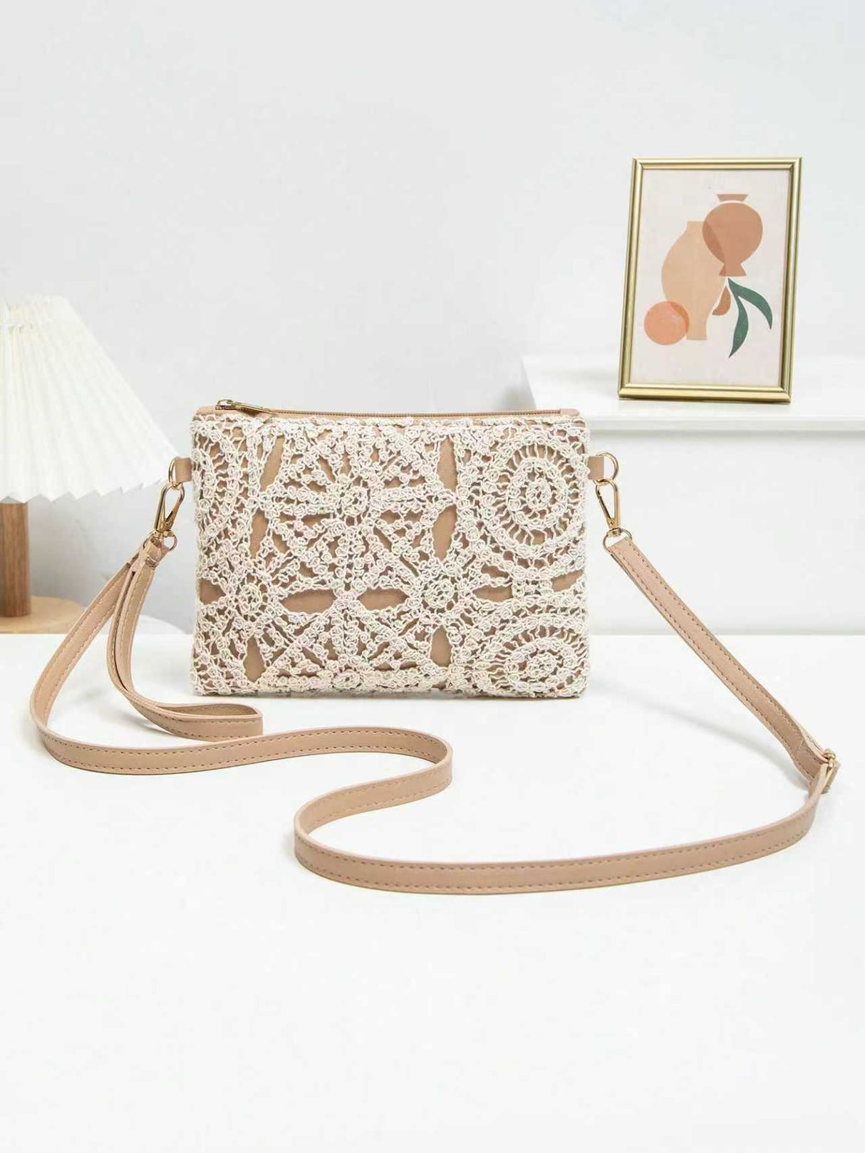 Vacation Lace Cutout Crossbody Bag