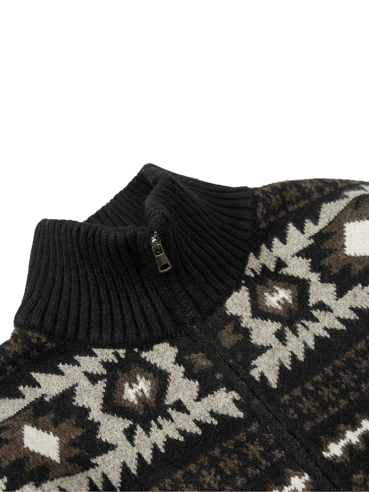Fair Isle Contrasting Colors Jacquard Preppy Style Knitted Cardigan