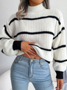Turtleneck Loose Striped Colors Long Sleeve Sweaters