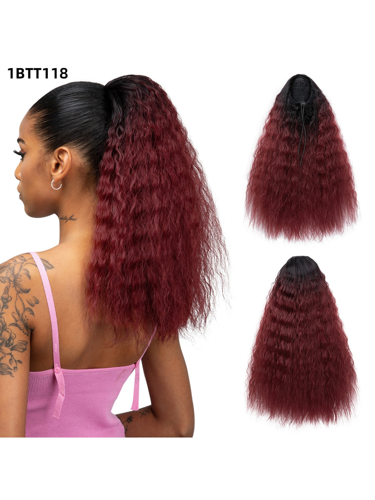 Small Curly Ponytail Synthetic Fiber Drawstring Braid High-temperature Silk Wig