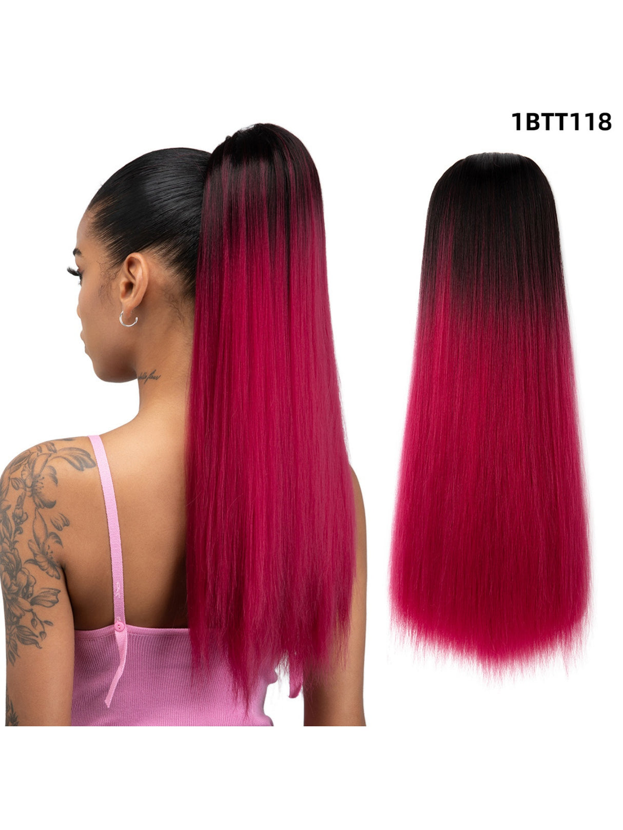 Drawstring Long Straight Synthetic Fiber Wig