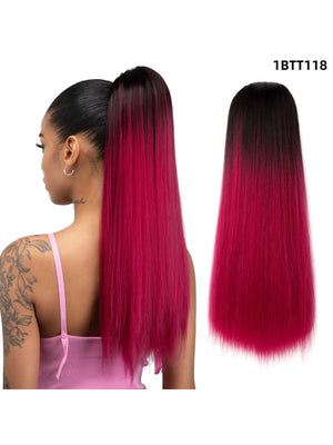 Drawstring Long Straight Synthetic Fiber Wig