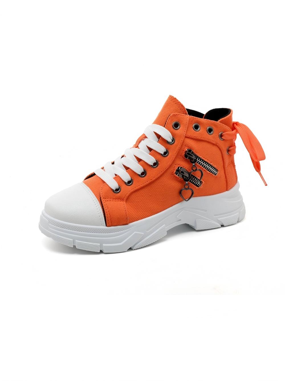 Heart Zipper Denim High-Top Casual Sneakers