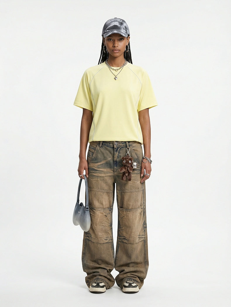 Color-blocked Sports Stretch T-shirts