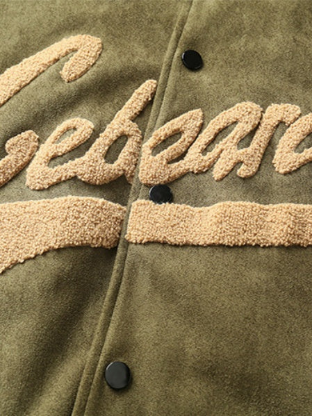 veste de baseball rembourrée en daim coupe-vent