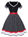 Christmas Polka Dots Splicing Large Skirt Midi Dresses