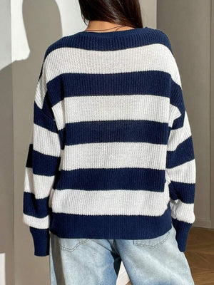 Stripes Color Matching Knitted Sweater