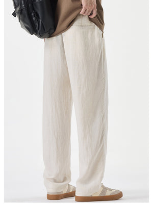 Linen Blend Straight-fit Breathable Pants