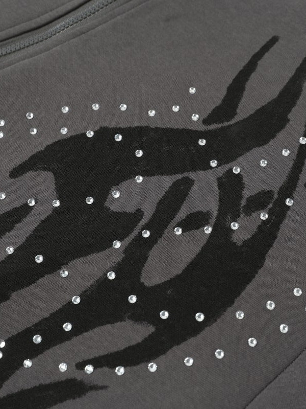 Flame Hot Diamond Cardigan Zipper Hoodies