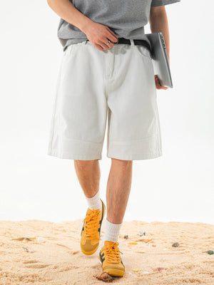 Loose-fit Water-washed Distressed Five Points Denim Shorts