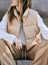 Stand Collar Style Cotton Vest Simple Style Cardigan Warm Short Vest