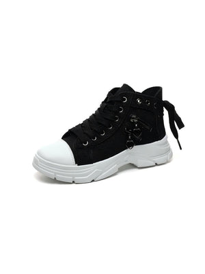 Heart Zipper Denim High-Top Casual Sneakers