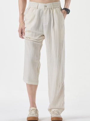 Linen Blend Straight-fit Breathable Pants