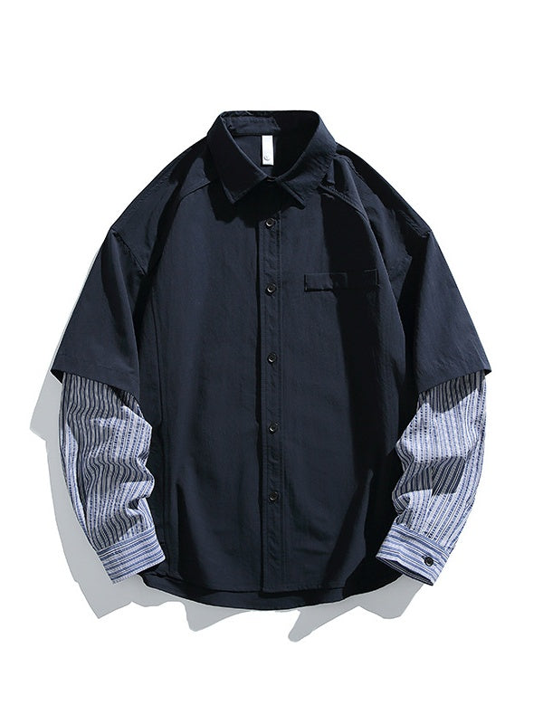 Stripes Cropped Layered-look Shirts