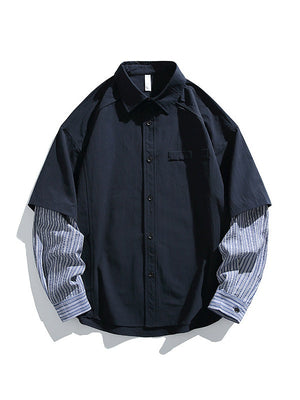 Stripes Cropped Layered-look Shirts