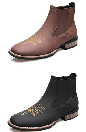 Western Embroidered Chelsea Boots