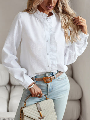 Stripes Crimp Trim Commuting Shirts