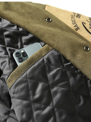 veste de baseball rembourrée en daim coupe-vent