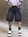 Jacquard Full Print Denim Lightweight Straight-fit Five Points Shorts