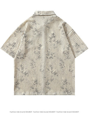 Bamboo Printed Ties Loose-fit Shirts