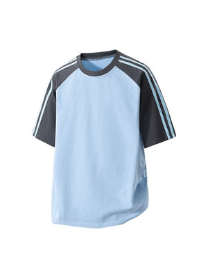 Stripes Patchwork Cooling Sensation Color-blocked T-shirts