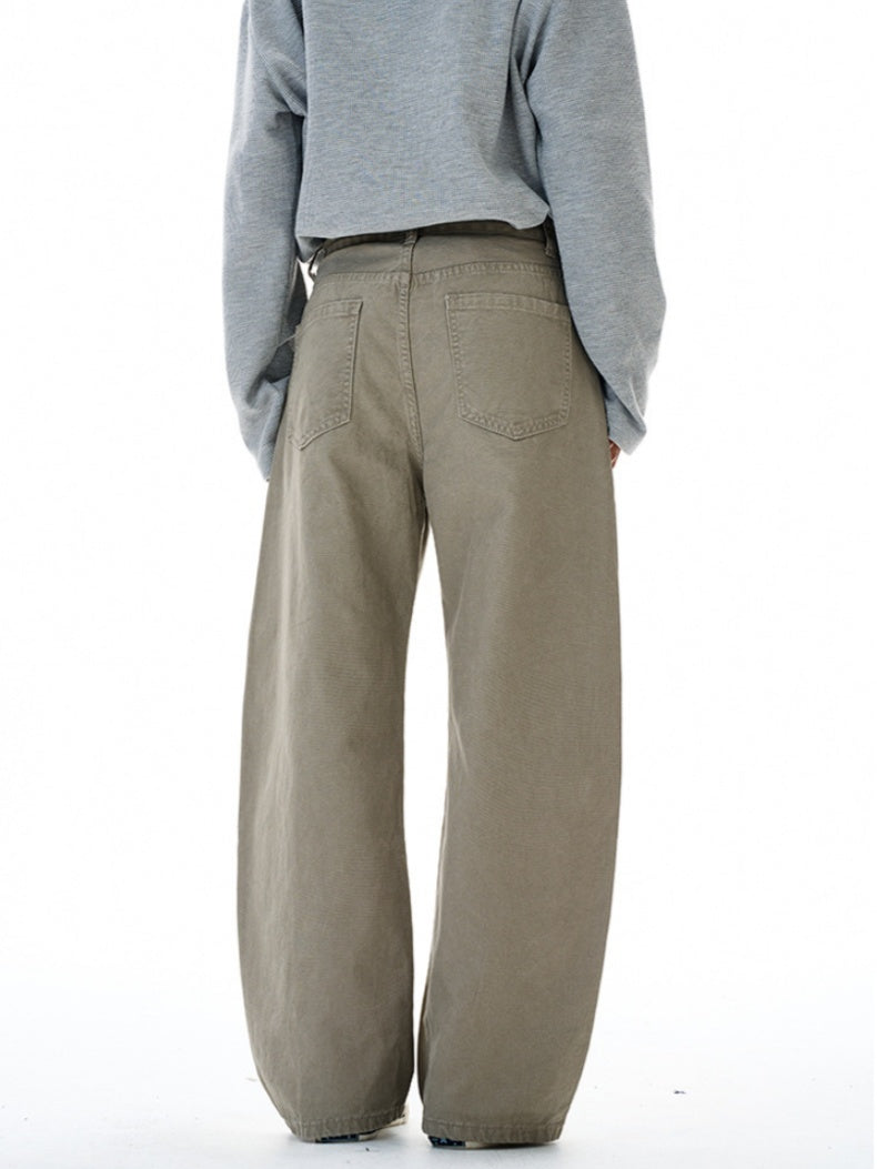 Retro Beaded Canvas Arc Machete Deconstruction Wide-leg Pants