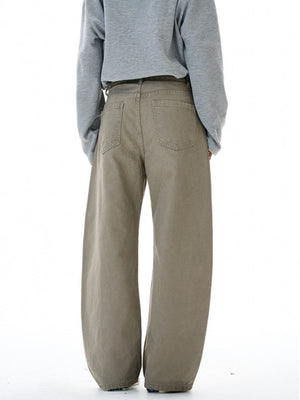 Retro Beaded Canvas Arc Machete Deconstruction Wide-leg Pants