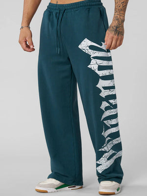 Bodybuilding Jogging Printed Wide-leg Pants