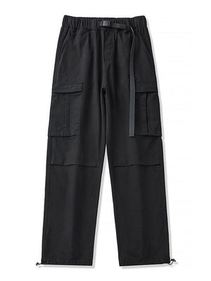 Washing Pleats Drawstring Two-way Loose Cargo Trousers