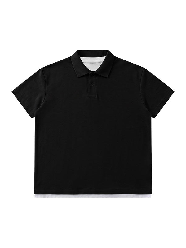 Layered-look Patchwork Business Polo Shirt