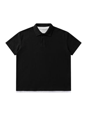 Layered-look Patchwork Business Polo Shirt