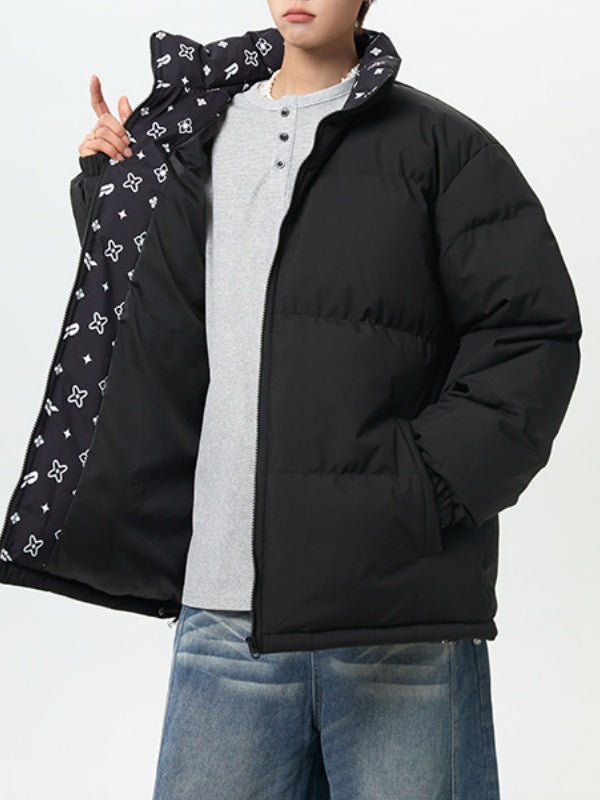 Color Interpolation Stand Collar Thickening Keep Warm Winter Coats