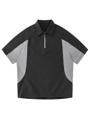 Color-blocked Leisure Breathable Loose-fit POLO Shirt