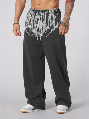 Printed Fitness Loose Straight Pants