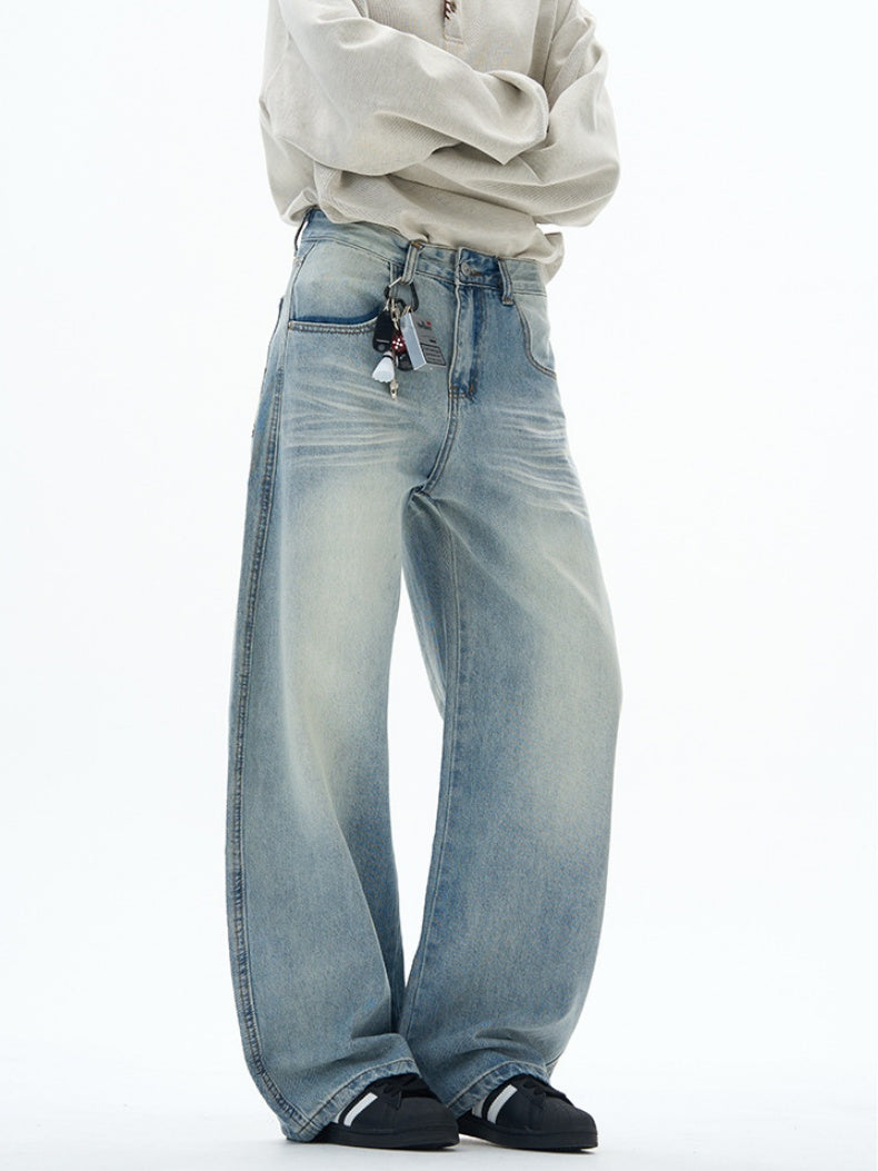 Retro Embroidery Machete Loose Silhouette Mopping Sickle Jeans