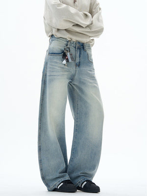 Retro Embroidery Machete Loose Silhouette Mopping Sickle Jeans