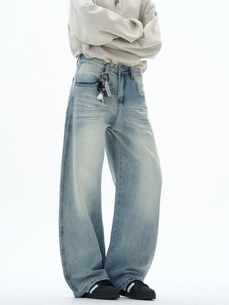 Retro Embroidery Machete Loose Silhouette Mopping Sickle Jeans