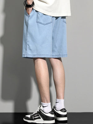 Loose-fit Straight-fit Five Points Denim Shorts