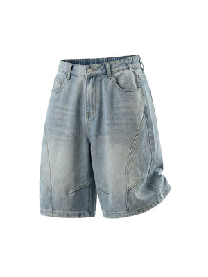 Washed Denim Five Points Shorts