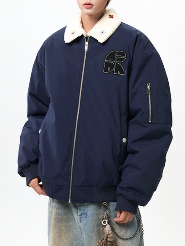 Lapel Embroidery Black Flight Jackets