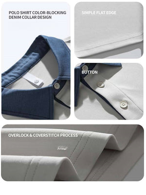 Notch-Collar Color-blocked Loose-fit POLO Shirt