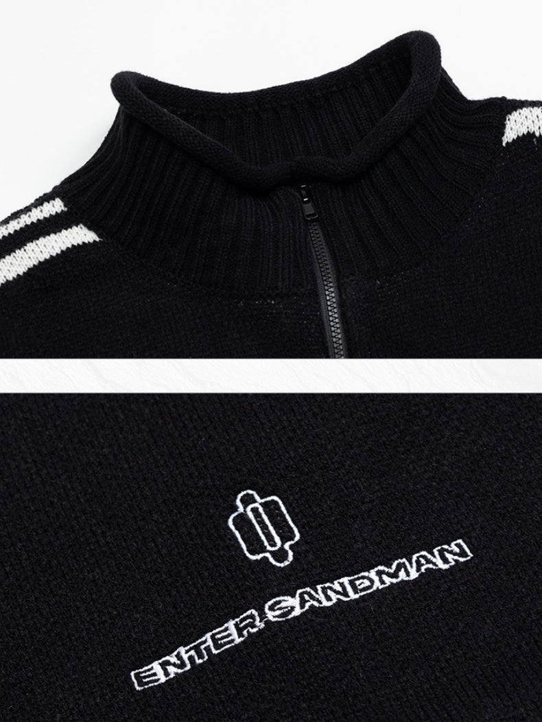 Color Matching Half Zipper Sweater