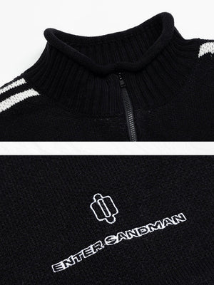 Color Matching Half Zipper Sweater