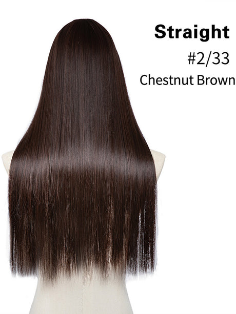 U-shaped Half-head Wig With Seamless Hair Extensions, One-piece Long Straight Wig
