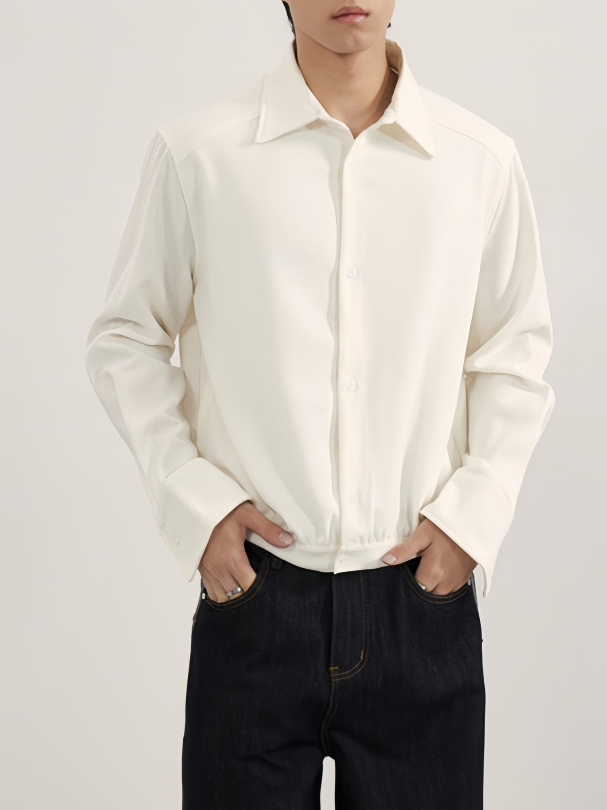 Minimalism High Intelligence Cleanfit Commuting Solid Color Shirt