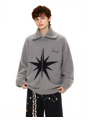 College Style Star Contrasting Colors Cardigans