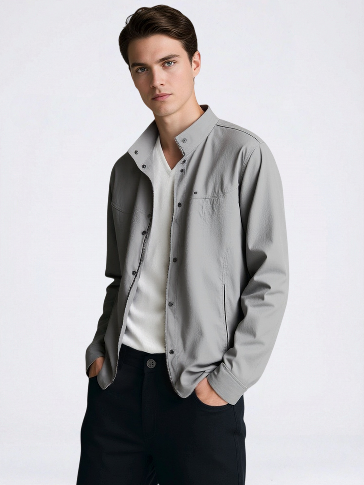 Business 4-Way Stretch Stand-Collar Zip-Up Lightweight Jacket