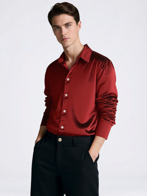 Vintage Red Long-Sleeve Shirt