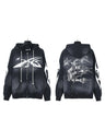 Washing Water Old Printed Zipper Hood Sweatshirt Trousers Set